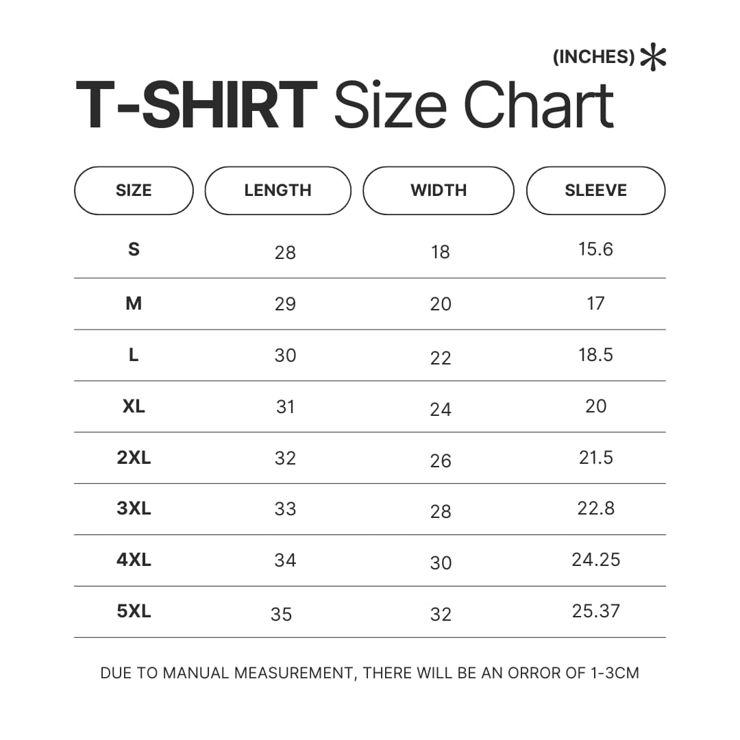 T shirt Size Chart - Alien Stage Merch