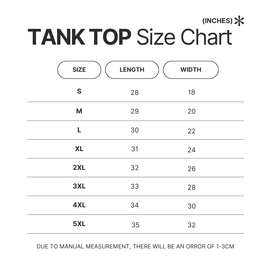 Tank Top Size Chart - Alien Stage Merch