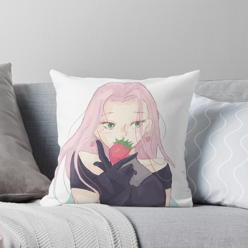 Mizi With Strawberry Throw Pillow